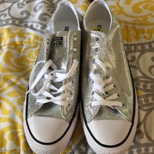 Silver glitter converse